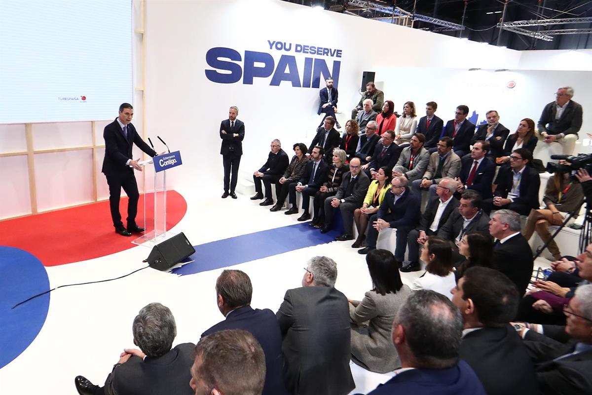 20/01/2023. Pedro Sánchez visita la 43ª edición de la Feria Internacional de Turismo (FITUR). El presidente del Gobierno, Pedro Sánchez, dur...