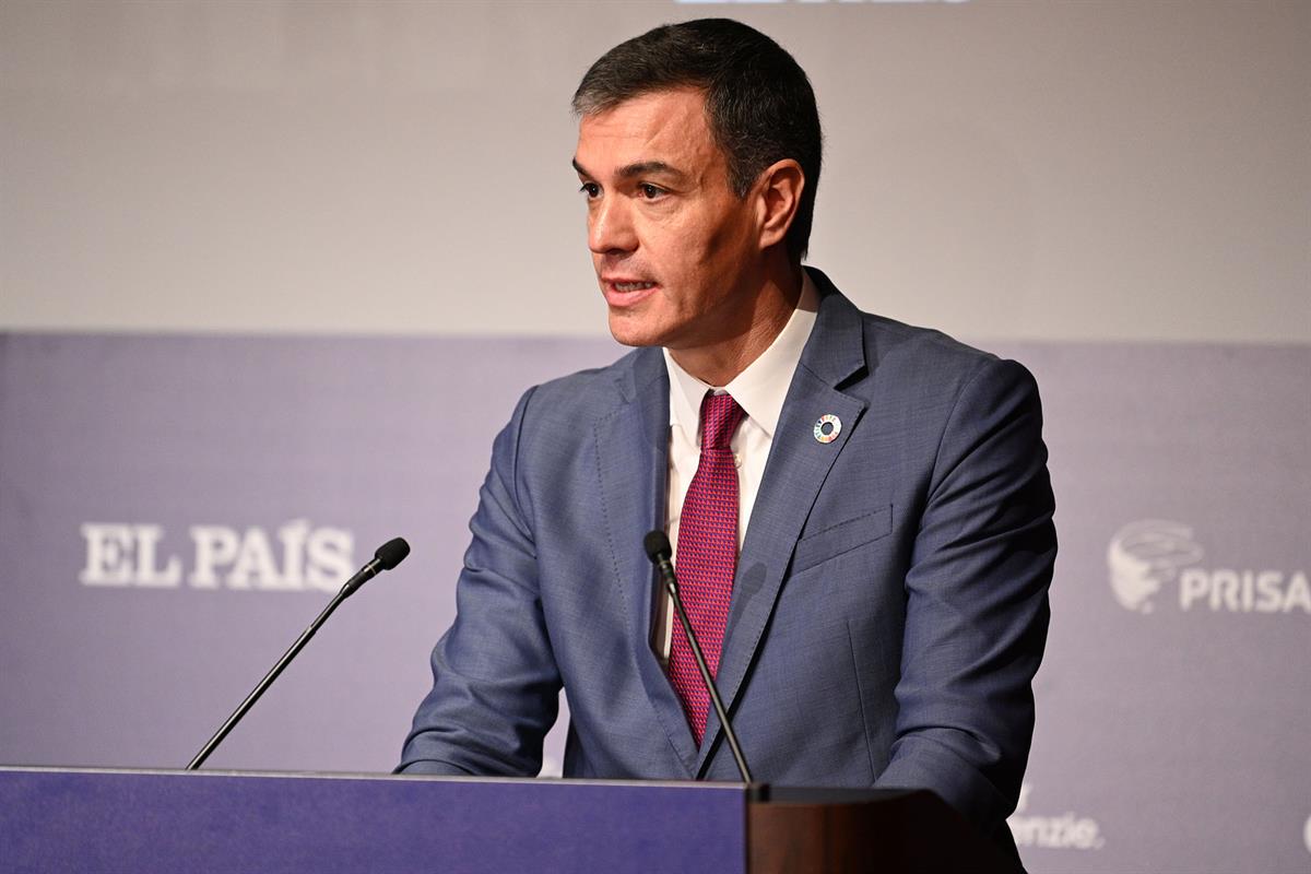 20/09/2023. Sánchez participa en un Foro Económico Empresarial en Nueva York. El presidente del Gobierno en funciones, Pedro Sánchez, durant...