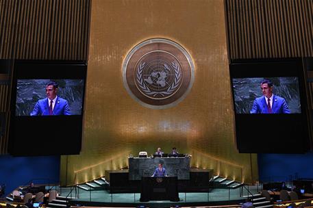 21/09/2023. Pedro Sánchez interviene ante la 78ª Asamblea General de Naciones Unidas. El presidente del Gobierno en funciones, Pedro Sánchez...