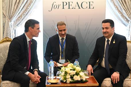 21/10/2023. Pedro Sánchez participa en la Cumbre de "El Cairo por la paz". El presidente del Gobierno en funciones, Pedro Sánchez, y el prim...