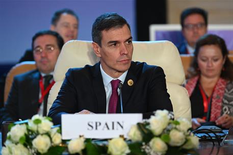 21/10/2023. Pedro S&#225;nchez participa en la Cumbre de &quot;El Cairo por la paz&quot;. El presidente del Gobierno en funciones, Pedro S&#225;nchez, durante l...