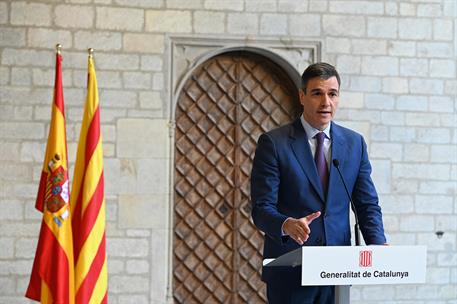 21/12/2023. Pedro Sánchez mantiene un encuentro con el presidente de la Generalitat de Catalunya. El presidente del Gobierno, Pedro Sánchez,...