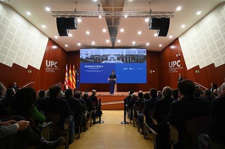 21/12/2023. S&#225;nchez visita el Centro Nacional de Supercomputaci&#243;n. El presidente del Gobierno, Pedro S&#225;nchez, durante su comparecencia tras ...