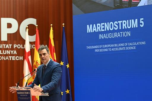 21/12/2023. Sánchez visits the National Supercomputing Center. The President of the Government of Spain, Pedro Sánchez, during his appearanc...