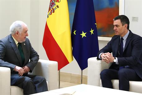 23/01/2023. Pedro S&#225;nchez recibe al presidente del Tribunal Constitucional, C&#225;ndido Conde-Pumpido