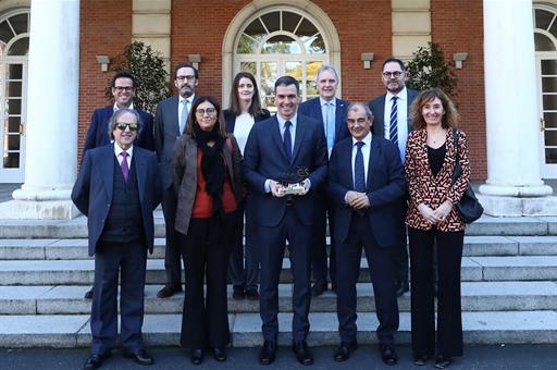 23/01/2023. Pedro Sánchez meets with the presidents of Social Economy Europe and the Spanish Business Confederation of the Social Economy. F...