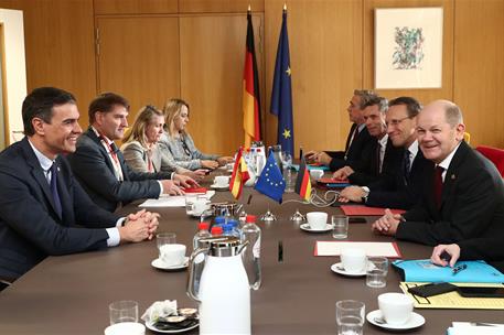 23/03/2023. Pedro S&#225;nchez asiste a la reuni&#243;n del Consejo Europeo - reuni&#243;n con Scholz. El presidente del Gobierno, Pedro S&#225;nchez, mantiene ...