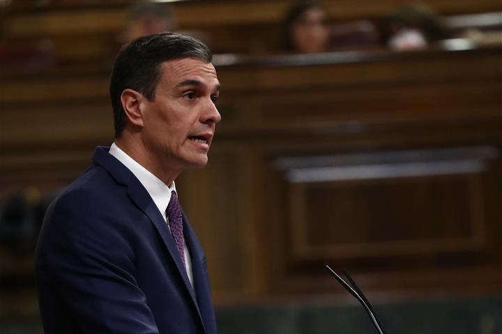 El presidente del Gobierno, Pedro Sánchez, durante su comparecencia en el Congreso de los Diputados