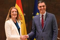 26/01/2023. Pedro Sánchez se reúne con la presidenta del Parlamento Europeo, Roberta Metsola