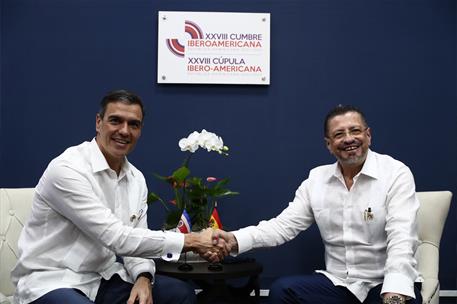 26/03/2023. Reuni&#243;n bilateral de Pedro S&#225;nchez con el presidente de Costa Rica