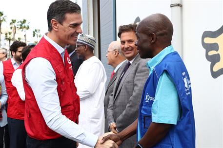 27/01/2023. Sánchez visita la base logística del Programa Mundial de Alimentos de las Naciones Unidas. El presidente del Gobierno, Pedro Sán...