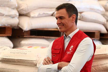 27/01/2023. S&#225;nchez visita la base log&#237;stica del Programa Mundial de Alimentos de las Naciones Unidas. El presidente del Gobierno, Pedro S&#225;n...