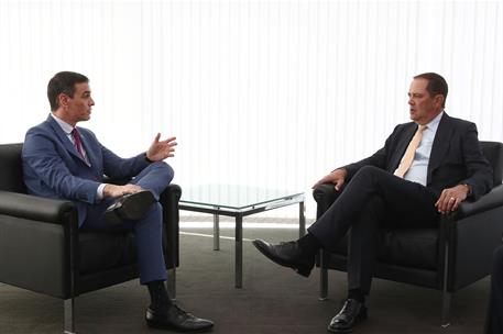 27/02/2023. Pedro Sánchez asiste al 'GSMA Mobile World Congress Barcelona 2023'. El presidente del Gobierno, Pedro Sánchez, se reúne con el ...