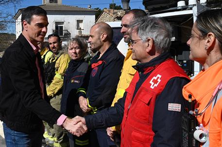 27/03/2023. Pedro S&#225;nchez visita el Puesto de Mando Avanzado del incendio de Barracas (Castell&#243;n). El presidente del Gobierno, Pedro S&#225;nchez...