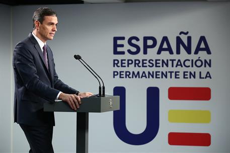 27/10/2023. Pedro S&#225;nchez participa en el Consejo Europeo (segunda jornada). El presidente del Gobierno en funciones, Pedro S&#225;nchez, durante...