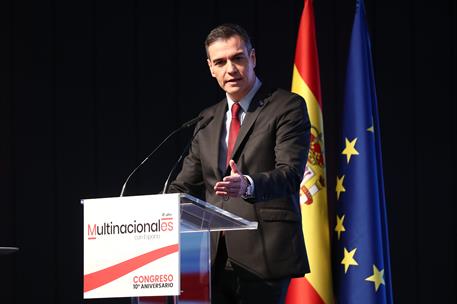 28/11/2023. Pedro S&#225;nchez clausura el Congreso 10&#186; Aniversario Multinacionales con Espa&#241;a. El presidente del Gobierno, Pedro S&#225;nchez, interv...