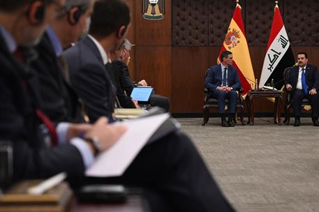 28/12/2023. Pedro S&#225;nchez visita la Rep&#250;blica de Irak. El presidente del Gobiero, Pedro S&#225;nchez, junto a empresarios espa&#241;oles con intereses en Irak.