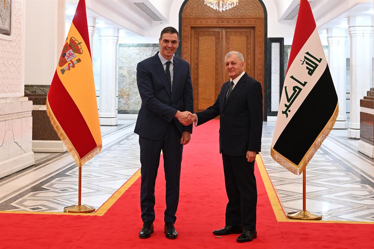 28/12/2023. Pedro Sánchez visita la República de Irak. El presidente del Gobierno, Pedro Sánchez, y el presidente de la República de Irak, A...