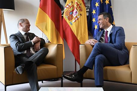 29/06/2023. Pedro Sánchez participa en el Consejo Europeo. El presidente del Gobierno, Pedro Sánchez, y el canciller federal de Alemania, Ol...