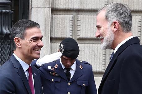 29/11/2023. Pedro Sánchez asiste a la Solemne Sesión de Apertura de la XV Legislatura. El rey Felipe VI y el presidente del Gobierno, Pedro ...