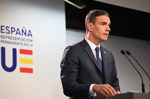 30/06/2023. Pedro Sánchez takes part in the European Council. The President of the Government of Spain, Pedro Sánchez, during his speech at ...