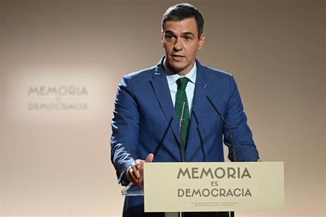 30/10/2023. El presidente del Gobierno en funciones, Pedro S&#225;nchez, durante su intervenci&#243;n en el acto.