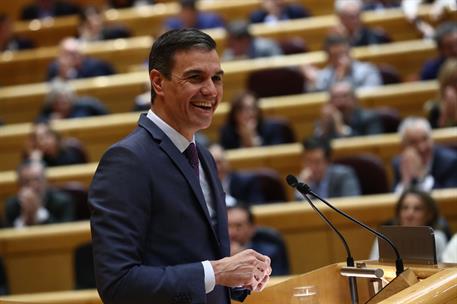 31/01/2023. Pedro Sánchez comparece en el Senado. El presidente del Gobierno, Pedro Sánchez, durante su comparecencia en el Senado para expl...