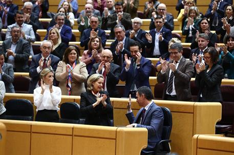 31/01/2023. Pedro Sánchez comparece en el Senado. El presidente del Gobierno, Pedro Sánchez, durante su comparecencia en el Senado para expl...