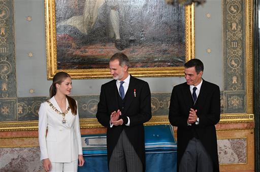 31/10/2023. Pedro Sánchez attends the presentation of the Collar of the Royal Spanish Order of Carlos III to the Princess of Asturias. The P...