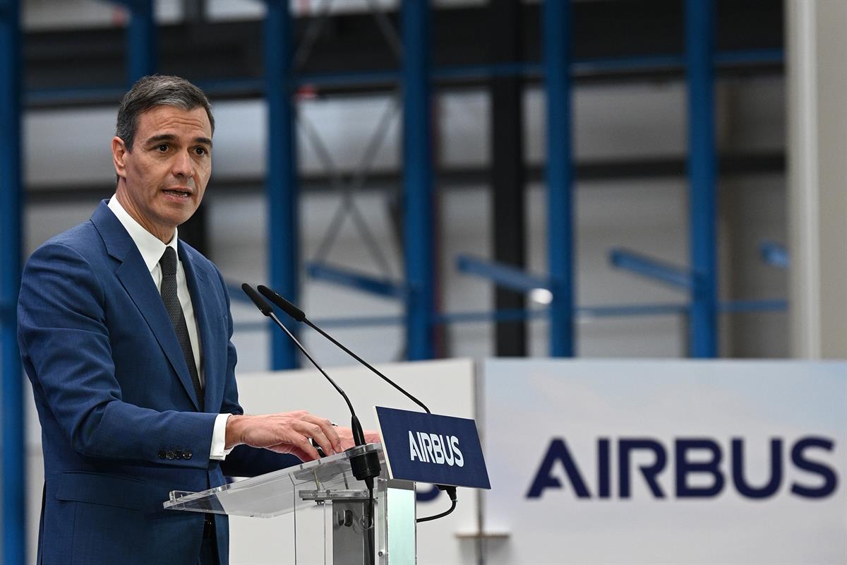 2/07/2024. Pedro Sánchez preside el acto de inauguración del hub logístico industrial de Airbus Helicopters. El presidente del Gobierno, Ped...