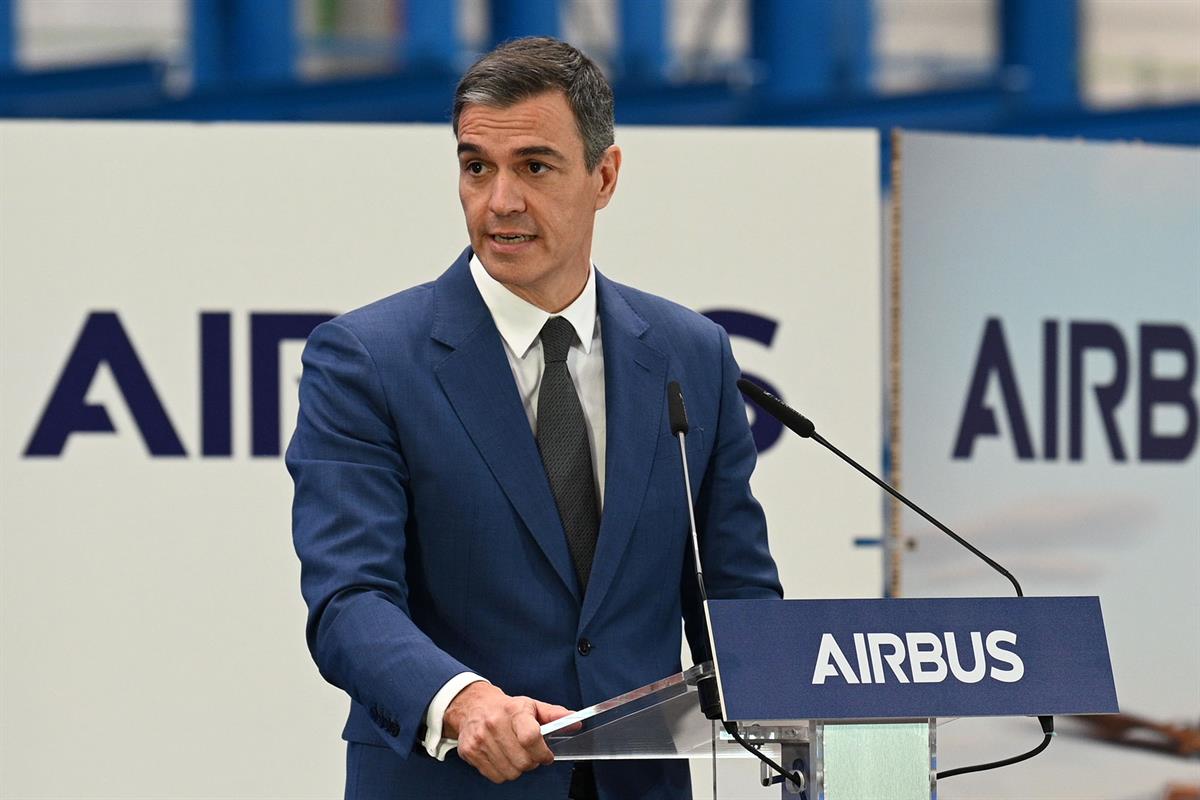 2/07/2024. Pedro Sánchez preside el acto de inauguración del hub logístico industrial de Airbus Helicopters. El presidente del Gobierno, Ped...