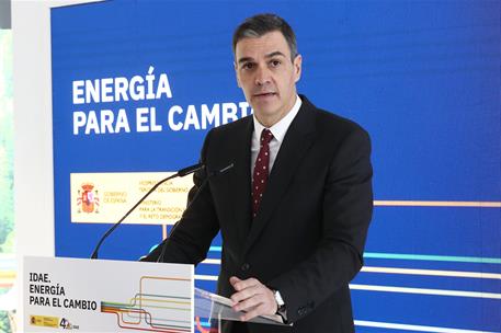 El presidente del Gobierno, Pedro Sánchez, durante su intervención