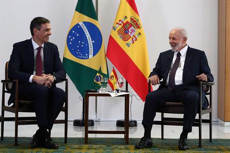 6/03/2024. Viaje del presidente del Gobierno a Brasil. El presidente del Gobierno, Pedro S&#225;nchez, y el presidente de la Rep&#250;blica Federativa...