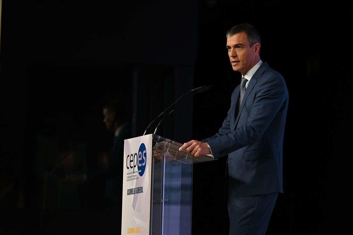 6/06/2024. Pedro Sánchez clausura la XXXII Asamblea General de la Confederación Empresarial Española de la Economía Social (CEPES). El presi...