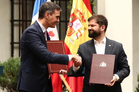 8/03/2024. Official visit by the President of the Government of Spain to Chile. The President of the Government of Spain, Pedro S&#225;nchez, and...