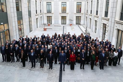 10/01/2024. Pedro Sánchez attends the Inauguration of the VIII Conference of Ambassadors. Family photo of the President of the Government of...