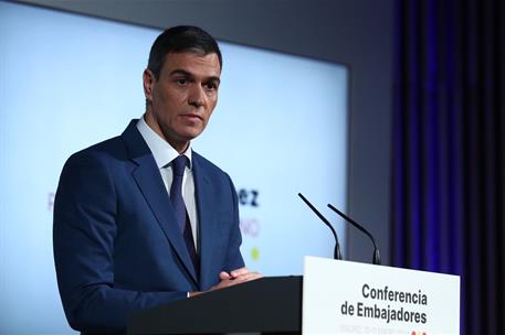10/01/2024. Pedro Sánchez en la inauguración de la VII Conferencia de Embajadores. El presidente del Gobierno, Pedro Sánchez, inaugura la VI...