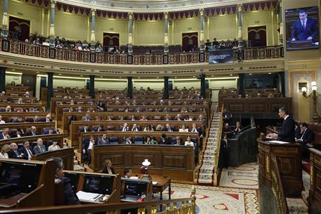 10/04/2024. El presidente del Gobierno comparece en el Congreso de los Diputados. El presidente del Gobierno, Pedro S&#225;nchez, durante su comp...