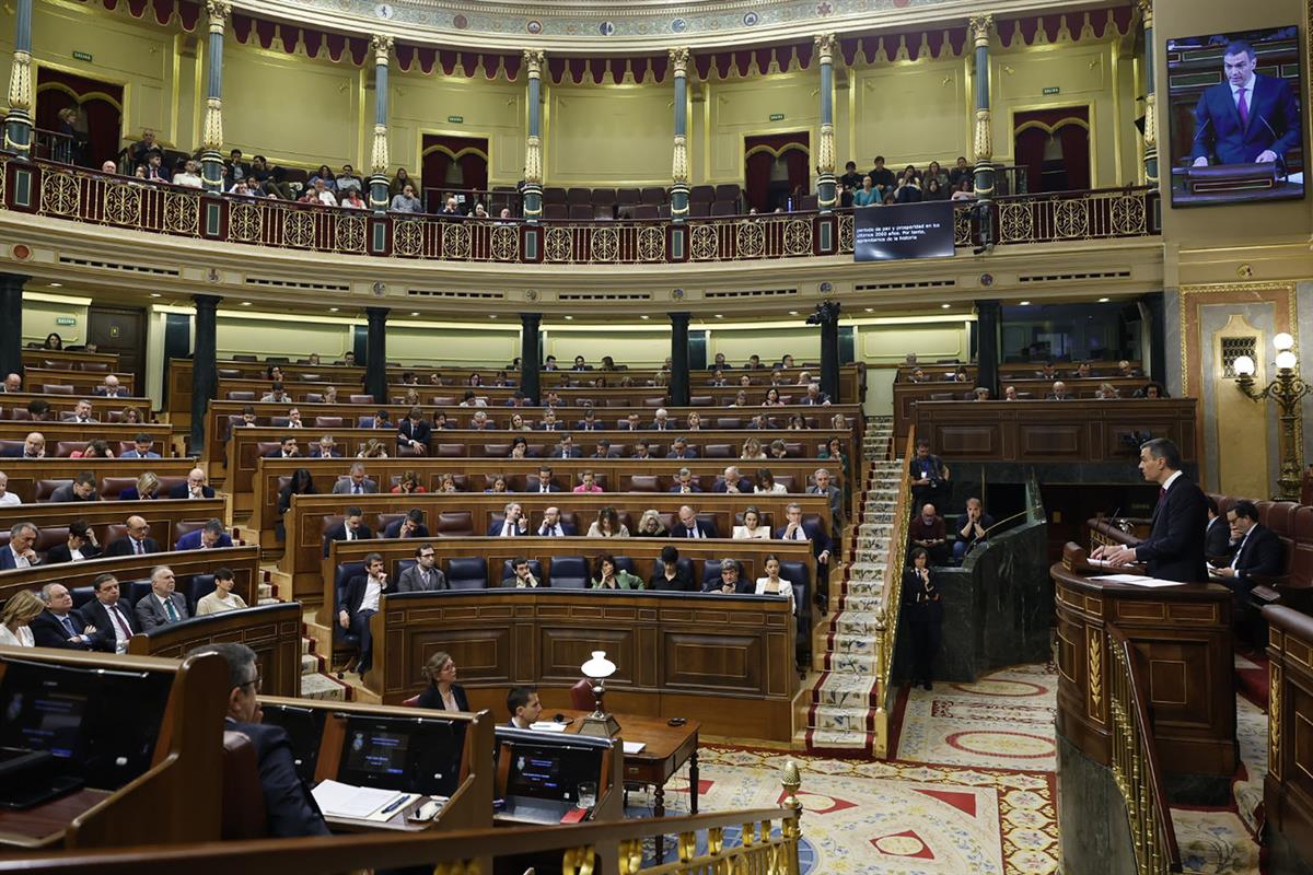 10/04/2024. El presidente del Gobierno comparece en el Congreso de los Diputados. El presidente del Gobierno, Pedro Sánchez, durante su comp...