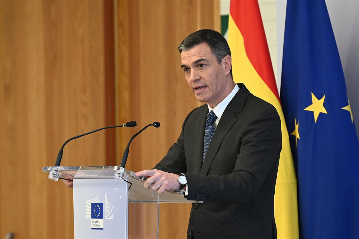 11/03/2024. Sánchez asiste al acto del Día Europeo en Recuerdo a las Víctimas del Terrorismo. El presidente del Gobierno, Pedro Sánchez, dur...