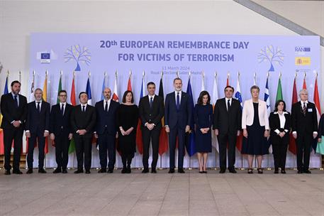 11/03/2024. Sánchez asiste al acto del Día Europeo en Recuerdo a las Víctimas del Terrorismo. El presidente del Gobierno, Pedro Sánchez, jun...