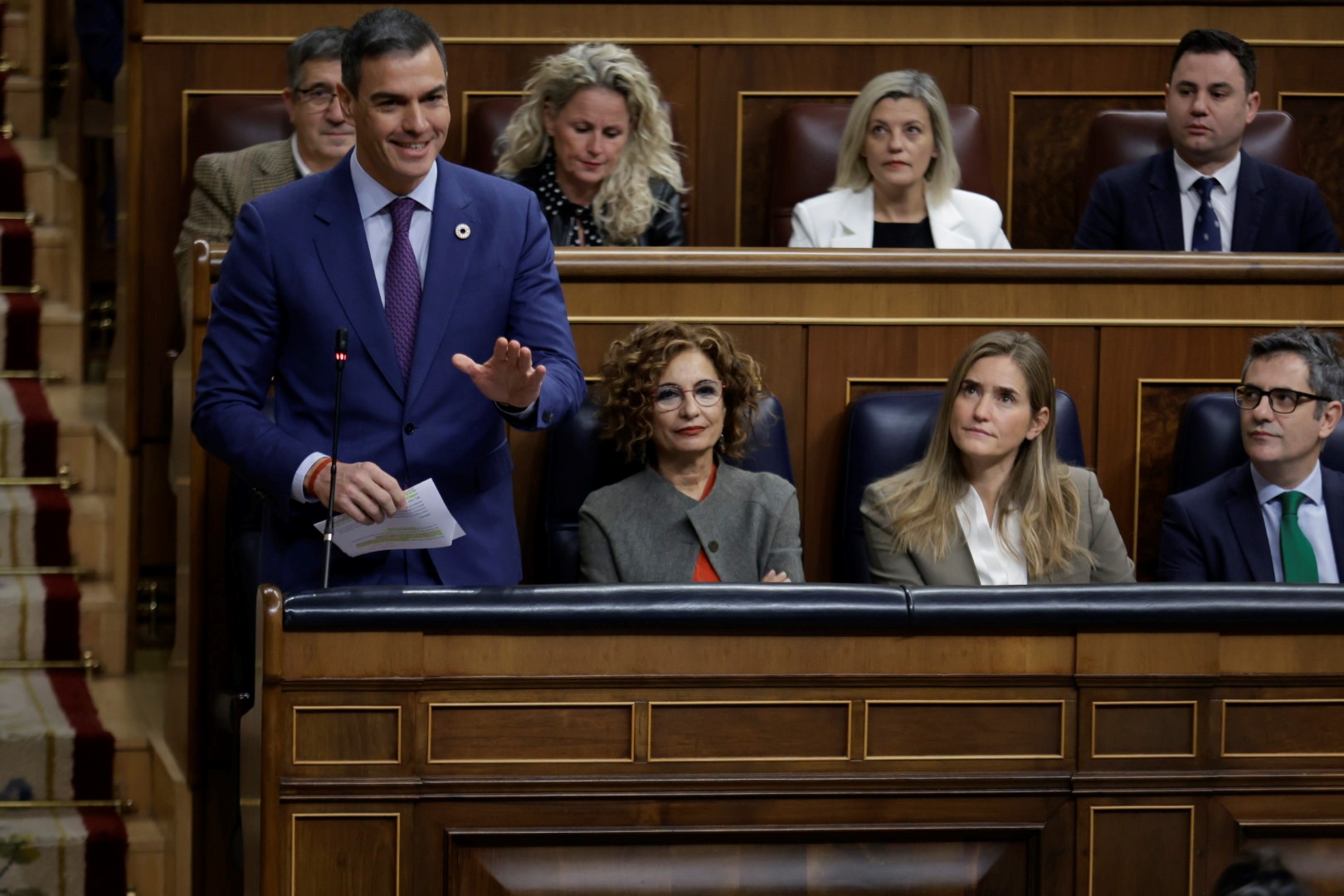 11/12/2024. Pedro Sánchez interviene en la sesión de control al Gobierno. El presidente del Gobierno, Pedro Sánchez, junto a las ministras M...
