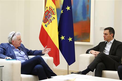 12/01/2024. Meeting between Pedro Sánchez and the CEO of Ryanair, Michael O'Leary. Meeting between the President of the Government of Spain,...