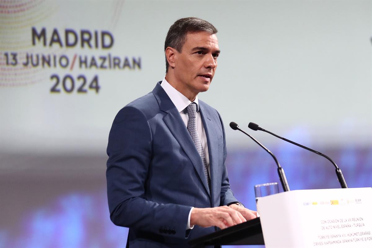 13/06/2024. Encuentro empresarial España - Turquía. El presidente del Gobierno, Pedro Sánchez, durante su intervención en el encuentro empre...