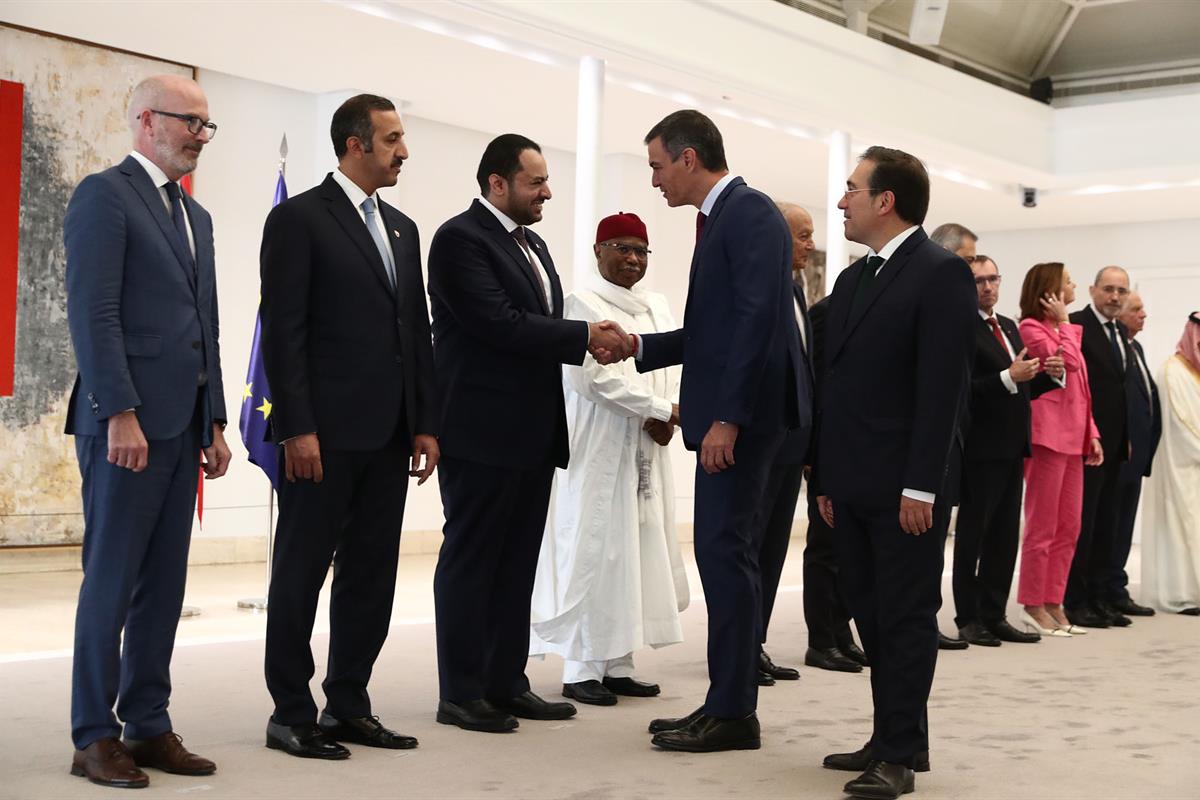 13/09/2024. Palestine two-state solution. The President of the Government of Spain, Pedro Sánchez, receives the participants of the 'Madrid ...