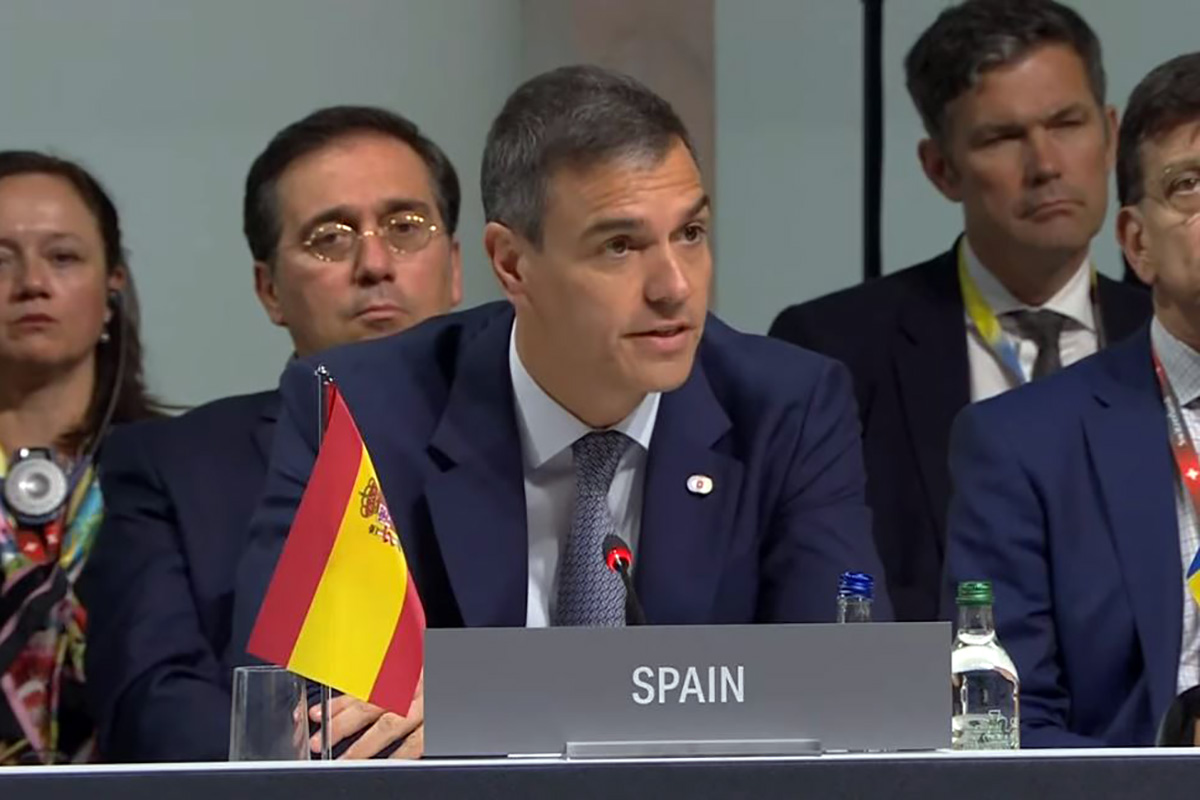 15/06/2024. Pedro Sánchez asiste a la Cumbre sobre la Paz en Ucrania. El presidente del Gobierno, Pedro Sánchez, durante su intervención en ...