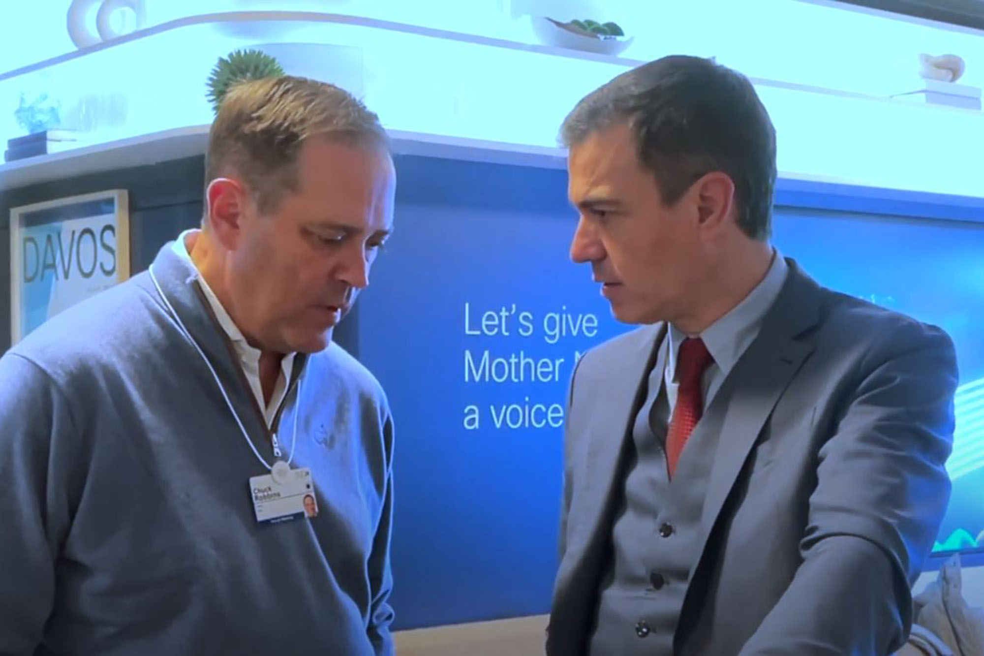16/01/2024. Encuentro entre el presidente del Gobierno y el CEO de Cisco, Chuck Robbins en la 54ª Reunión Anual del Foro Económico Mundial.....