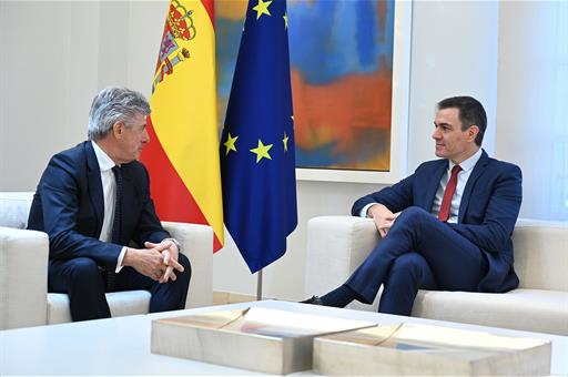 16/02/2024. Pedro Sánchez meets with the CEO of Cellnex, Marco Patuano. Meeting between the President of the Government of Spain, Pedro Sánc...