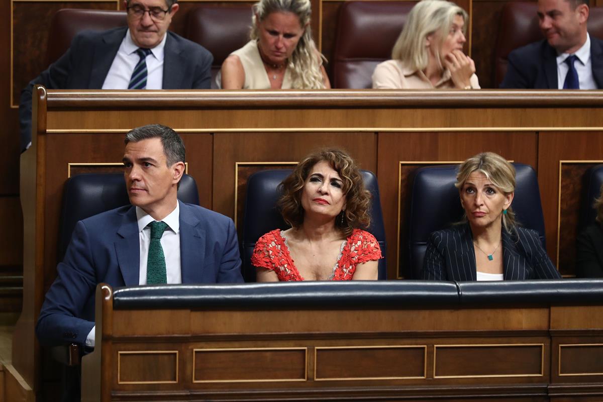 17/07/2024. El presidente comparece en el Congreso de los Diputados. El presidente del Gobierno, Pedro Sánchez, junto a la vicepresidenta pr...