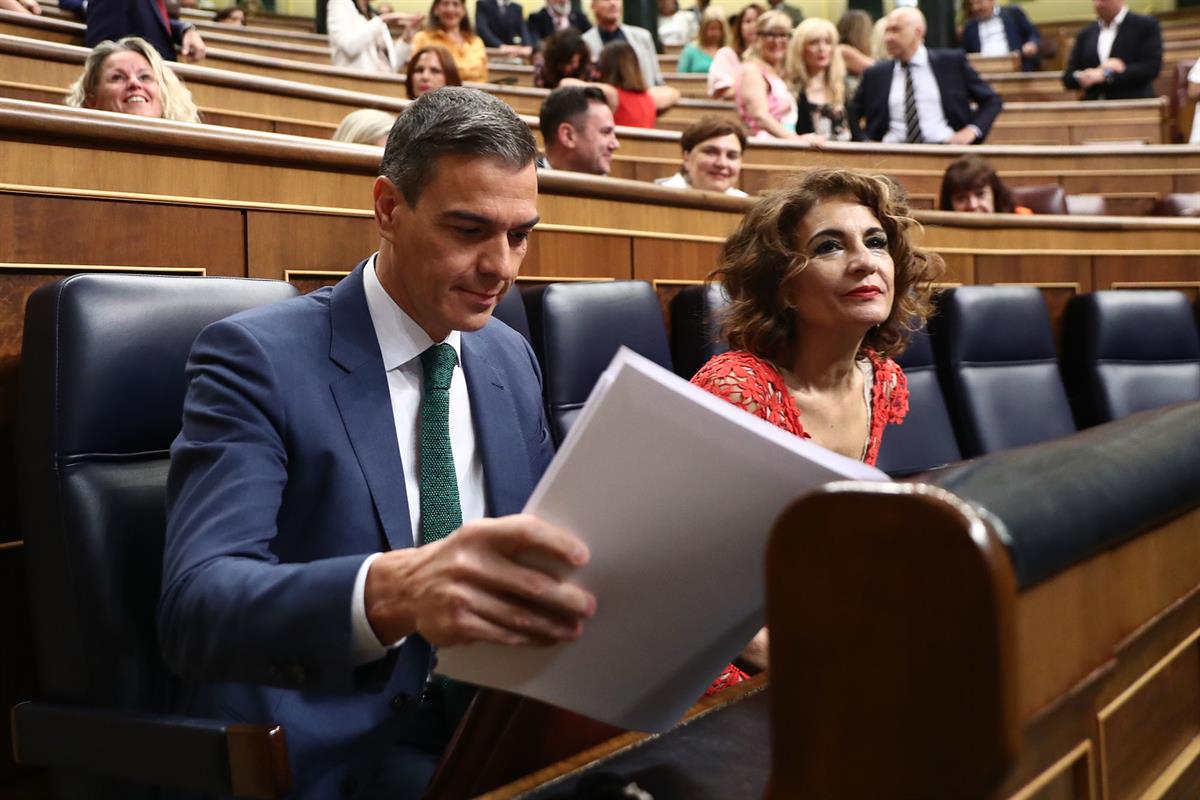 17/07/2024. El presidente comparece en el Congreso de los Diputados. El presidente del Gobierno, Pedro Sánchez, junto a la vicepresidenta pr...